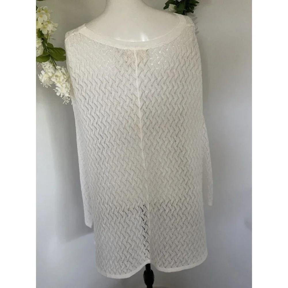 New With Tags Andrea Jovine White Lightweight Tunic Sweater Long Sleeves‎ Sz XL - Picture 8 of 12